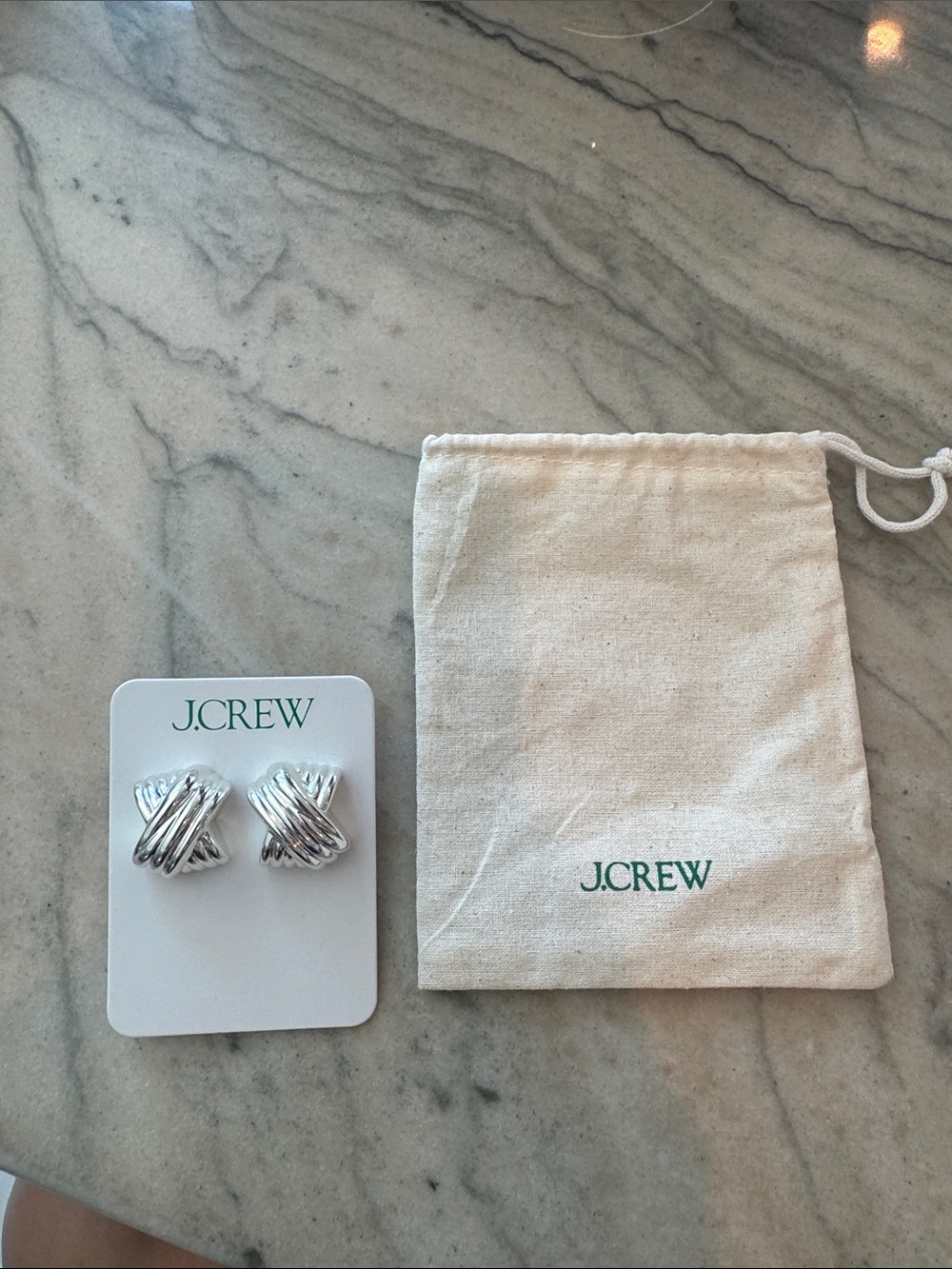 J. Crew Silver Twisted Knot Stud Earrings